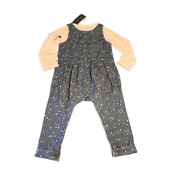 NWT Tommy Hilfiger Baby Girl's Printed Denim Overall 2 Piece Top Pant Set 24 Mon - Picture 6 of 8